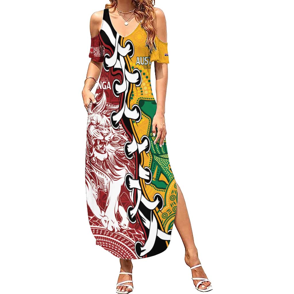 Mate Ma'a Tonga Vs Australia Rugby Personalized Summer Maxi Dress Special Mascots LT7 Women Colorful - Polynesian Pride