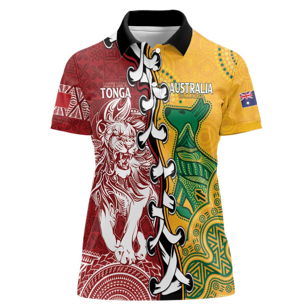 Mate Ma'a Tonga Vs Australia Rugby Personalized Women Polo Shirt Special Mascots