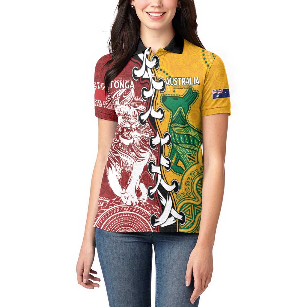 Mate Ma'a Tonga Vs Australia Rugby Personalized Women Polo Shirt Special Mascots