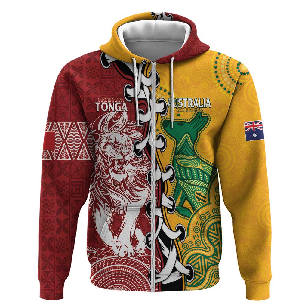 Mate Ma'a Tonga Vs Australia Rugby Personalized Zip Hoodie Special Mascots