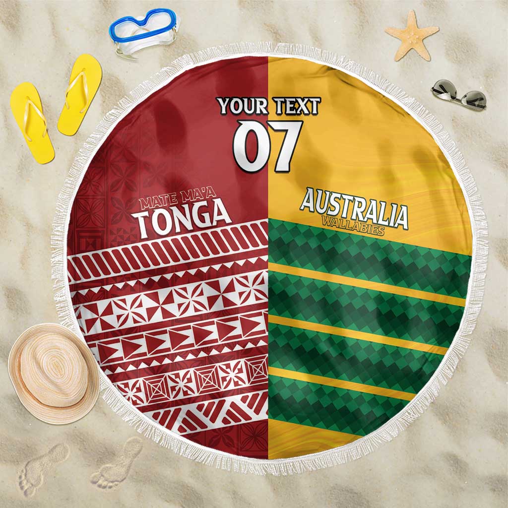 Australia - Tonga Rugby Custom Beach Blanket Minimalist Dynamic