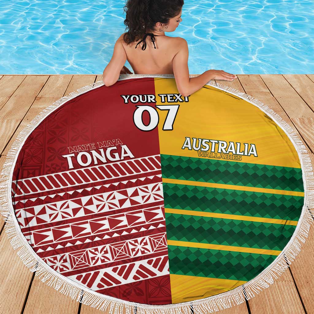 Australia - Tonga Rugby Custom Beach Blanket Minimalist Dynamic LT7 - Polynesian Pride