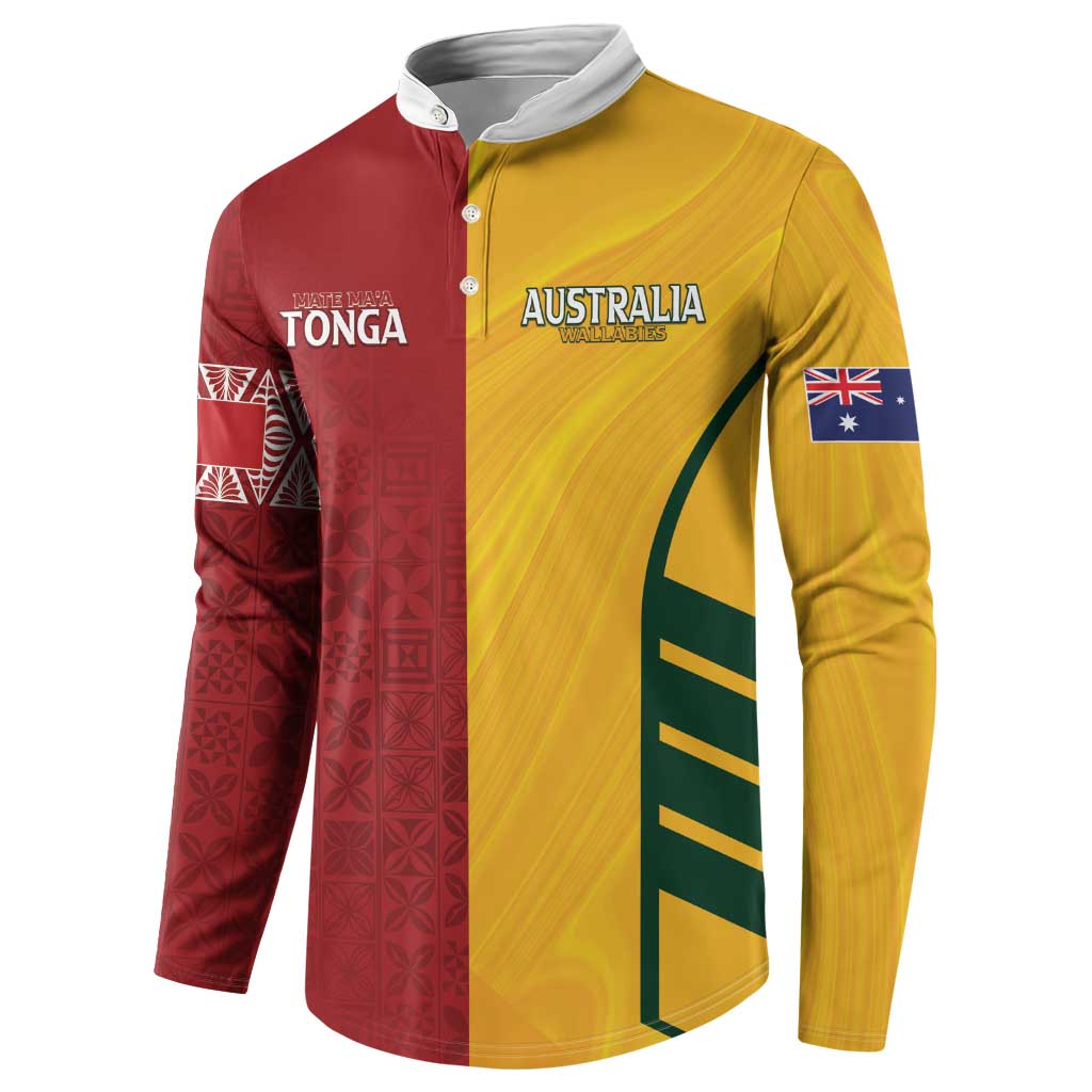 Australia - Tonga Rugby Custom Button Sweatshirt Minimalist Dynamic LT7 - Polynesian Pride