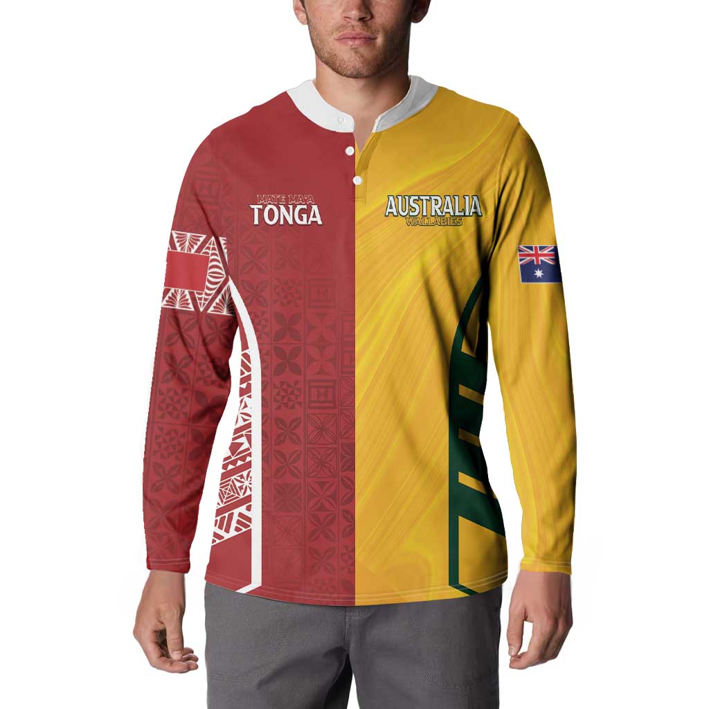 Australia - Tonga Rugby Custom Button Sweatshirt Minimalist Dynamic LT7 - Polynesian Pride