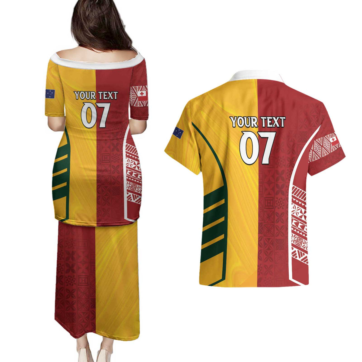 Australia - Tonga Rugby Custom Couples Matching Puletasi and Hawaiian Shirt Minimalist Dynamic LT7 - Polynesian Pride