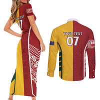 Australia - Tonga Rugby Custom Couples Matching Short Sleeve Bodycon Dress and Long Sleeve Button Shirt Minimalist Dynamic LT7 - Polynesian Pride