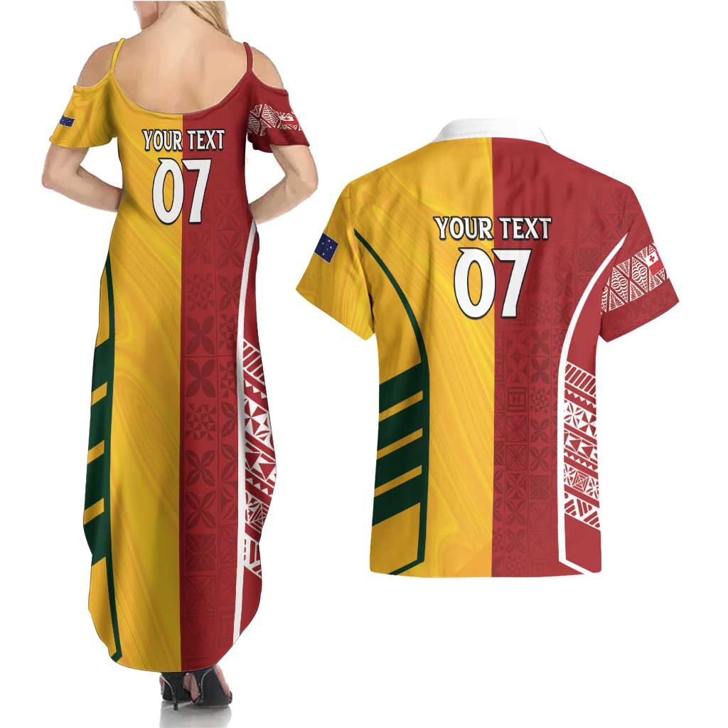 Australia - Tonga Rugby Custom Couples Matching Summer Maxi Dress and Hawaiian Shirt Minimalist Dynamic LT7 - Polynesian Pride