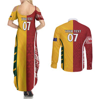 Australia - Tonga Rugby Custom Couples Matching Summer Maxi Dress and Long Sleeve Button Shirt Minimalist Dynamic LT7 - Polynesian Pride