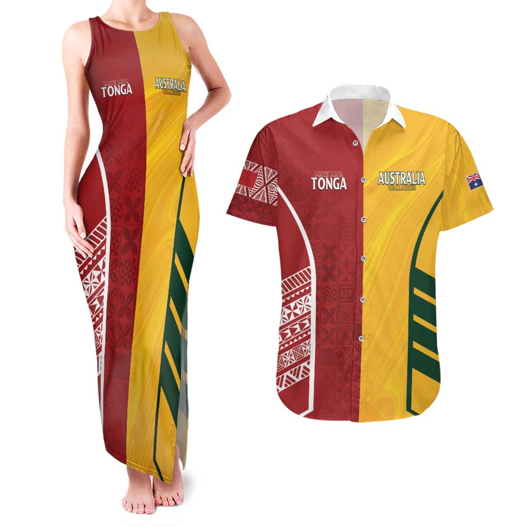 Australia - Tonga Rugby Custom Couples Matching Tank Maxi Dress and Hawaiian Shirt Minimalist Dynamic LT7 Colorful - Polynesian Pride