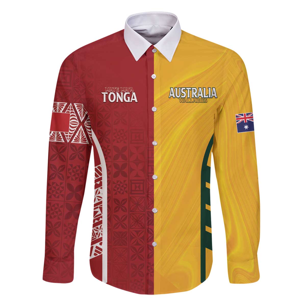 Australia - Tonga Rugby Custom Family Matching Off The Shoulder Long Sleeve Dress and Hawaiian Shirt Minimalist Dynamic
