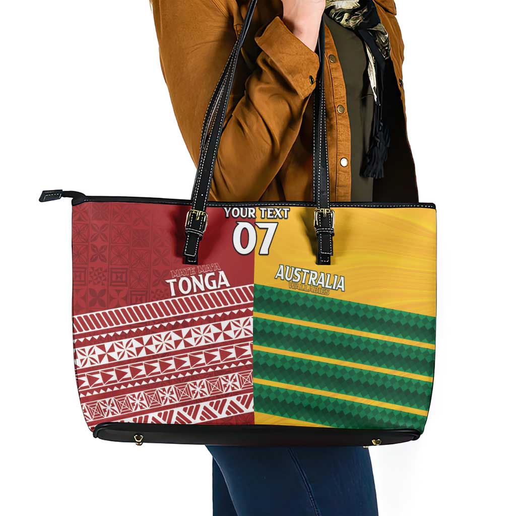 Australia - Tonga Rugby Custom Leather Tote Bag Minimalist Dynamic LT7 - Polynesian Pride
