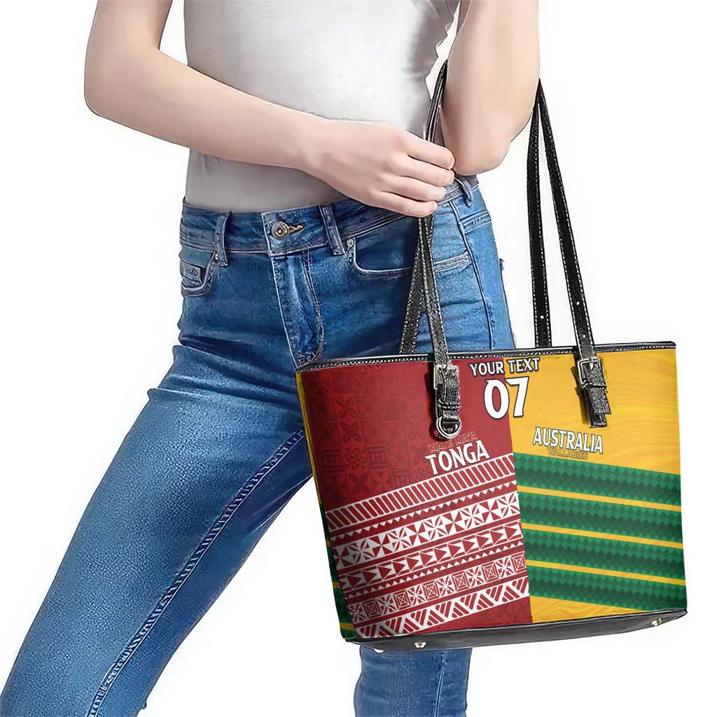 Australia - Tonga Rugby Custom Leather Tote Bag Minimalist Dynamic LT7 - Polynesian Pride
