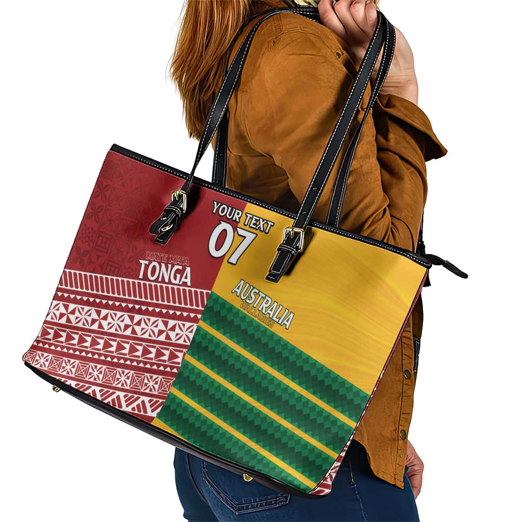 Australia - Tonga Rugby Custom Leather Tote Bag Minimalist Dynamic LT7 - Polynesian Pride