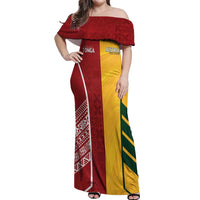 Australia - Tonga Rugby Custom Off Shoulder Maxi Dress Minimalist Dynamic LT7 Women Colorful - Polynesian Pride