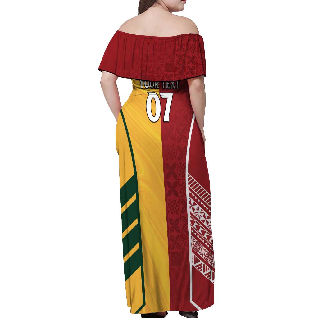 Australia - Tonga Rugby Custom Off Shoulder Maxi Dress Minimalist Dynamic LT7 - Polynesian Pride
