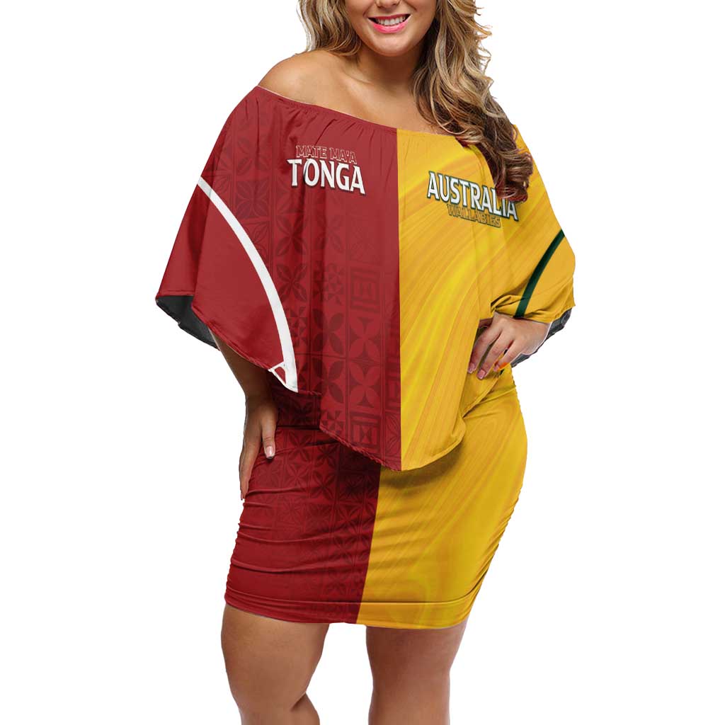 Australia - Tonga Rugby Custom Off Shoulder Short Dress Minimalist Dynamic