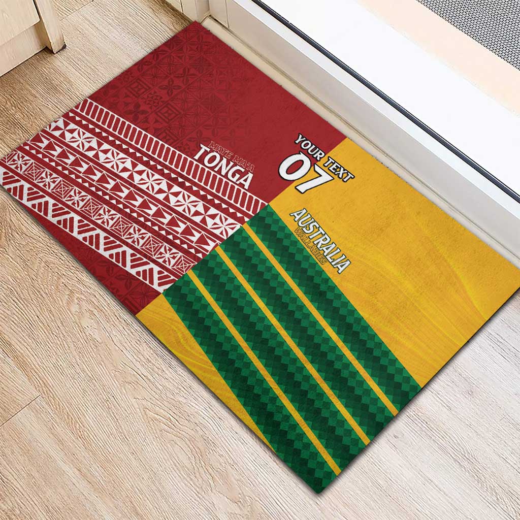 Australia - Tonga Rugby Custom Rubber Doormat Minimalist Dynamic LT7 - Polynesian Pride