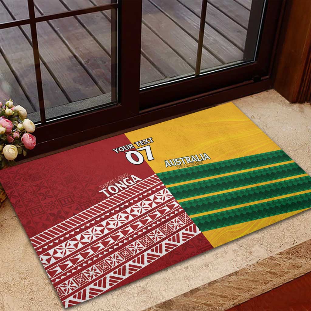 Australia - Tonga Rugby Custom Rubber Doormat Minimalist Dynamic LT7 - Polynesian Pride