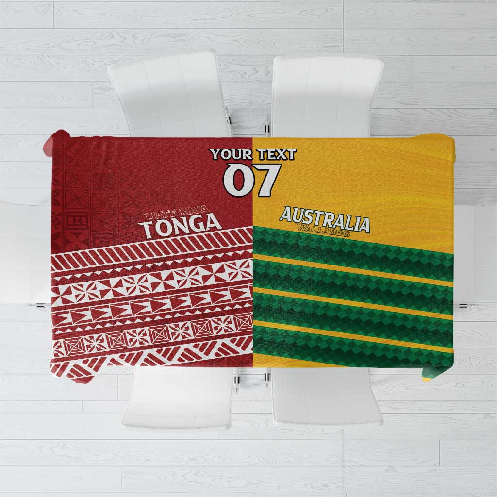 Australia - Tonga Rugby Custom Tablecloth Minimalist Dynamic LT7 Colorful - Polynesian Pride