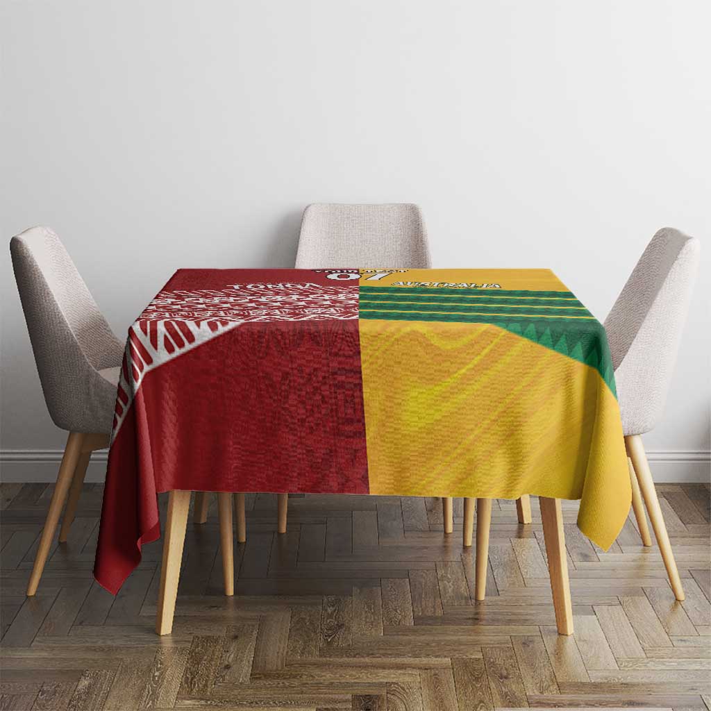 Australia - Tonga Rugby Custom Tablecloth Minimalist Dynamic LT7 - Polynesian Pride