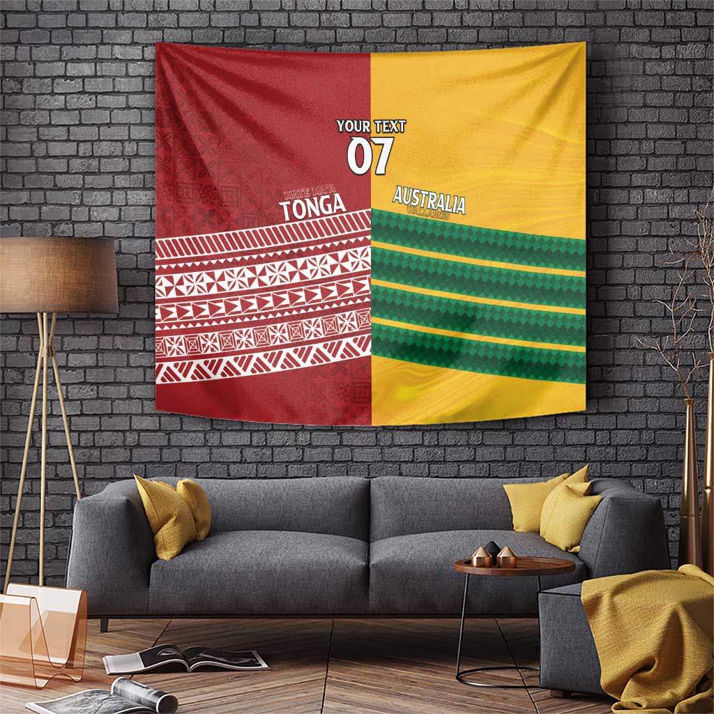 Australia - Tonga Rugby Custom Tapestry Minimalist Dynamic