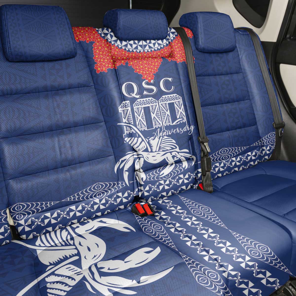 Queen Salote College 100 Years Anniversary Back Car Seat Cover Tonga QSC Royal Blue - Polynesian Pride