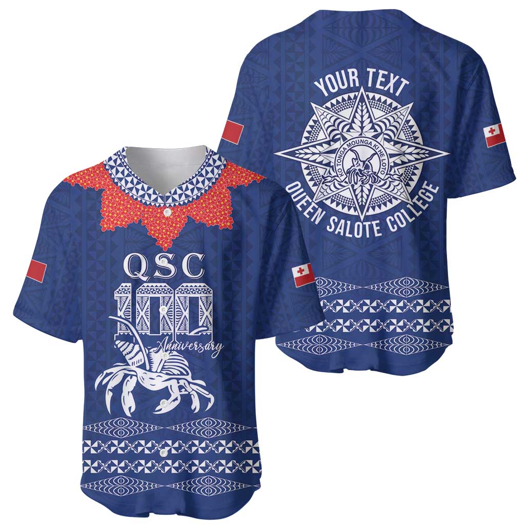 Queen Salote College 100 Years Anniversary Personalized Baseball Jersey Tonga QSC Royal Blue - Polynesian Pride