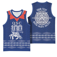 Queen Salote College 100 Years Anniversary Personalized Basketball Jersey Tonga QSC Royal Blue - Polynesian Pride