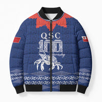 Queen Salote College 100 Years Anniversary Personalized Bomber Puffer Jacket Tonga QSC Royal Blue - Polynesian Pride