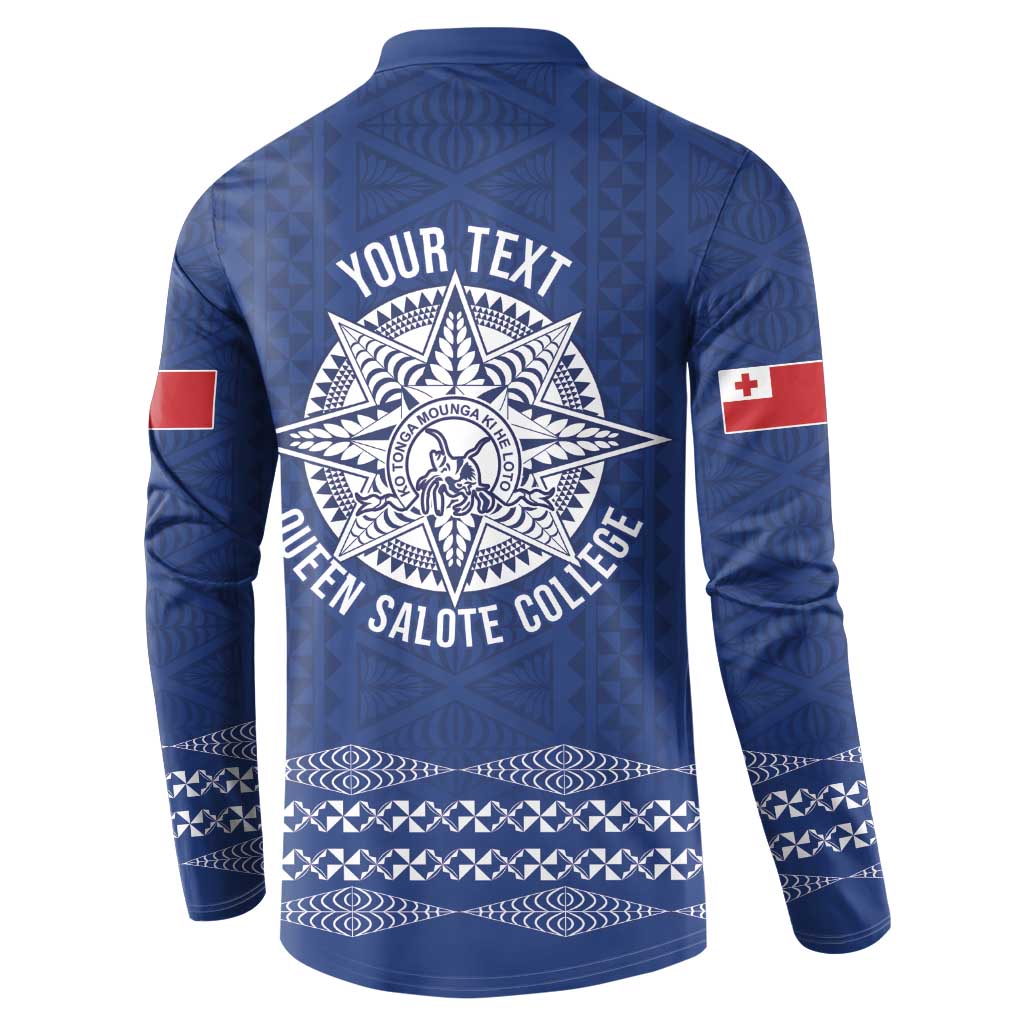 Queen Salote College 100 Years Anniversary Personalized Button Sweatshirt Tonga QSC Royal Blue - Polynesian Pride