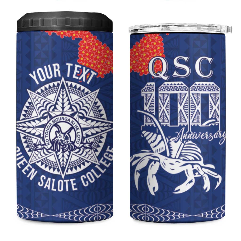 Queen Salote College 100 Years Anniversary Personalized 4 in 1 Can Cooler Tumbler Tonga QSC Royal Blue - Polynesian Pride