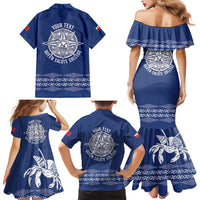 Queen Salote College 100 Years Anniversary Personalized Family Matching Mermaid Dress and Hawaiian Shirt Tonga QSC Royal Blue - Polynesian Pride
