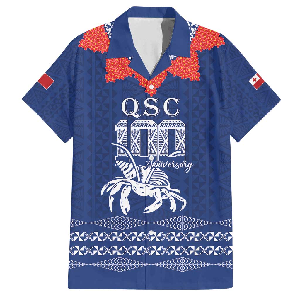 Queen Salote College 100 Years Anniversary Personalized Family Matching Tank Maxi Dress and Hawaiian Shirt Tonga QSC Royal Blue - Polynesian Pride