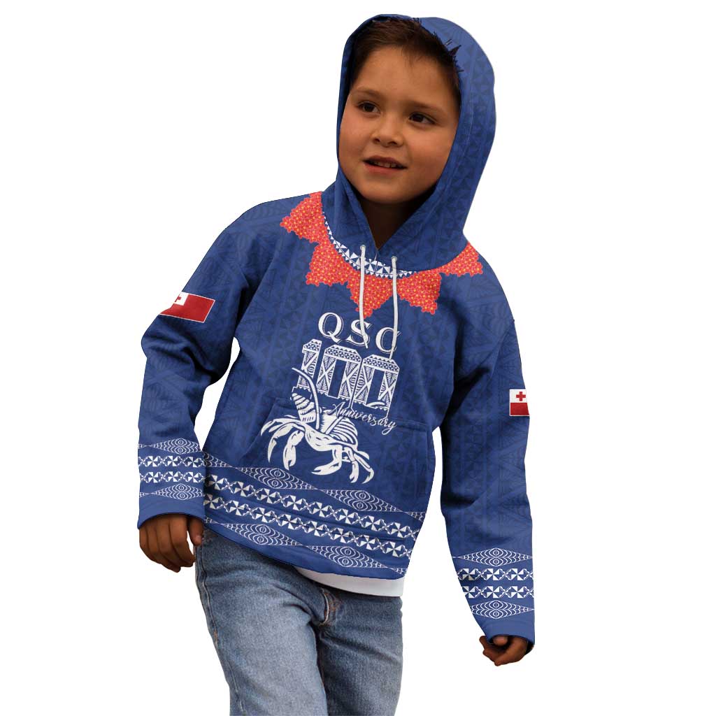 Queen Salote College 100 Years Anniversary Personalized Kid Hoodie Tonga QSC Royal Blue - Polynesian Pride