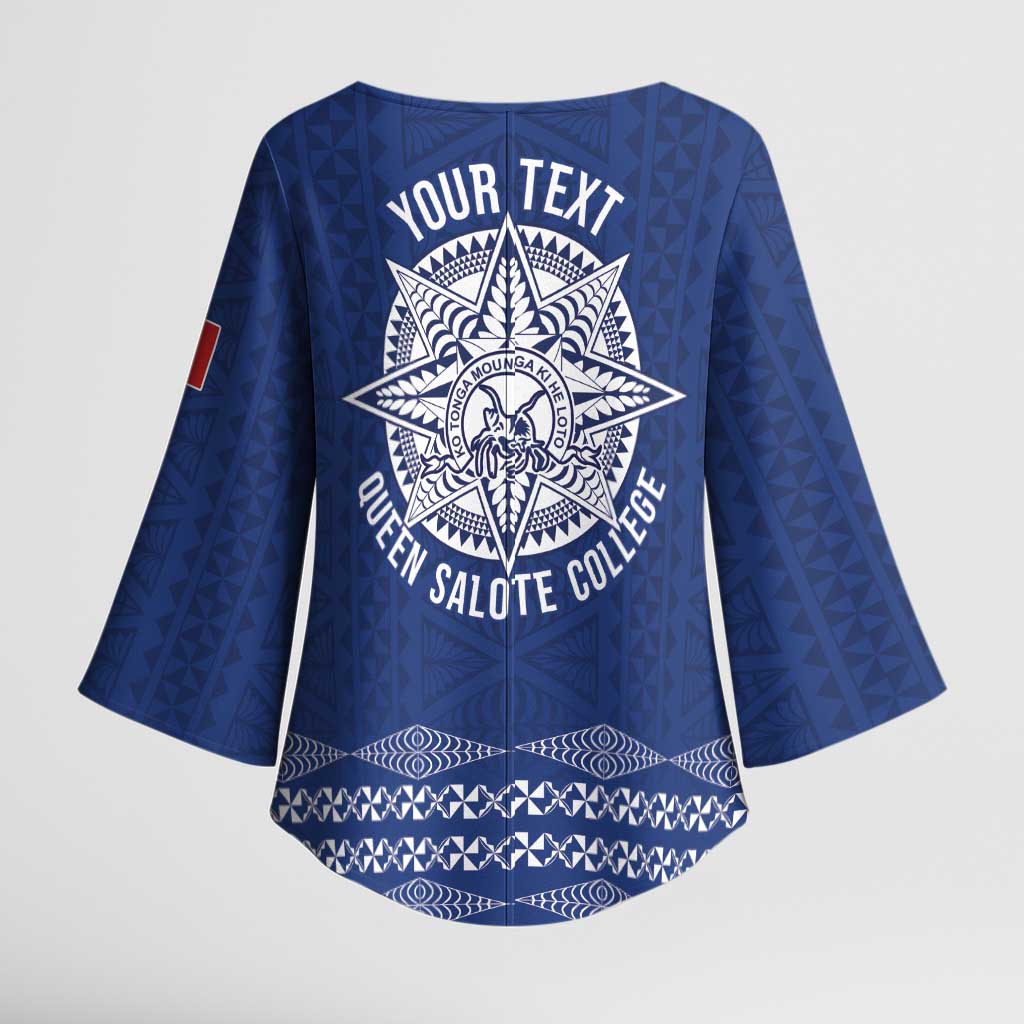 Queen Salote College 100 Years Anniversary Personalized Kimono Sleeve Blouse Tonga QSC Royal Blue - Polynesian Pride