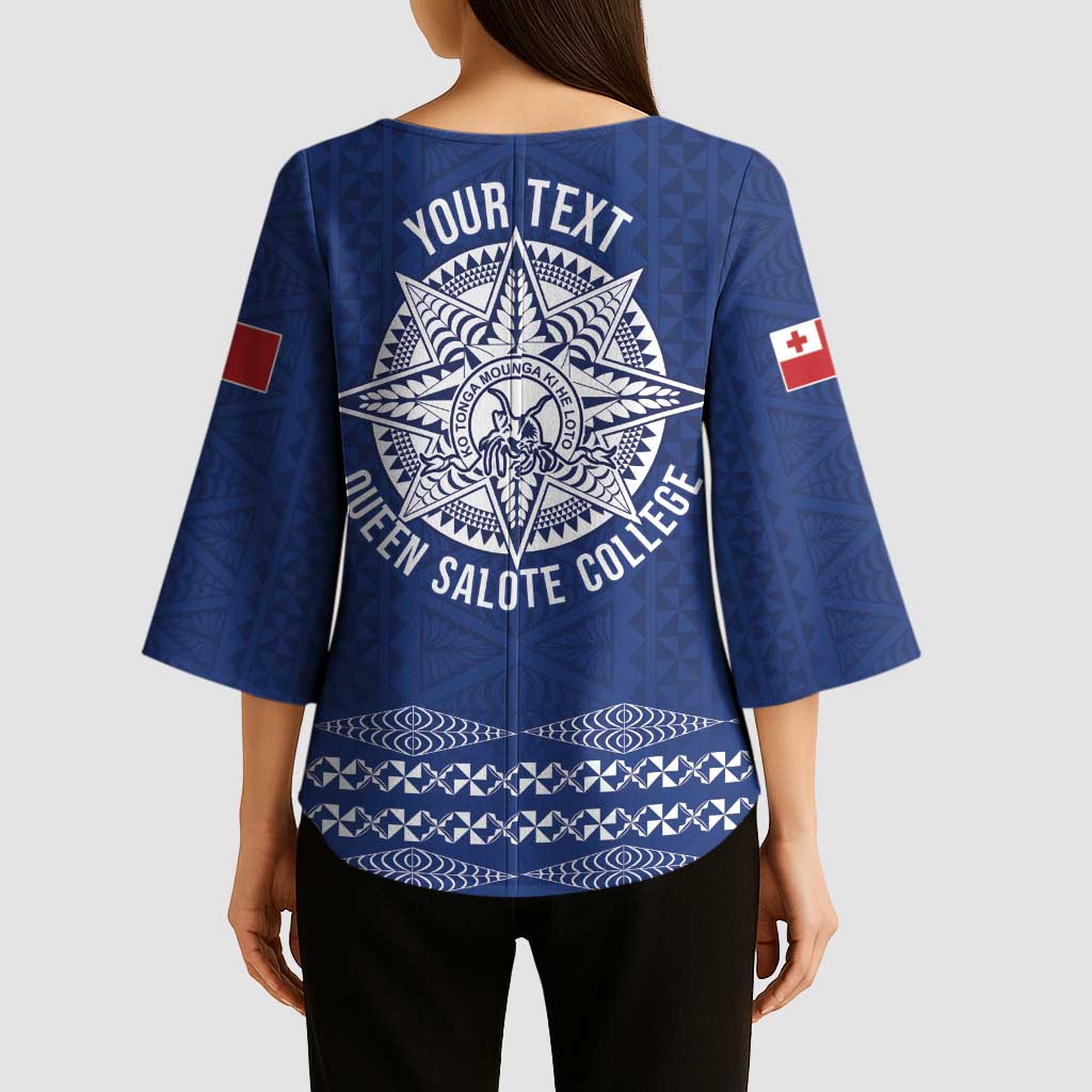 Queen Salote College 100 Years Anniversary Personalized Kimono Sleeve Blouse Tonga QSC Royal Blue - Polynesian Pride