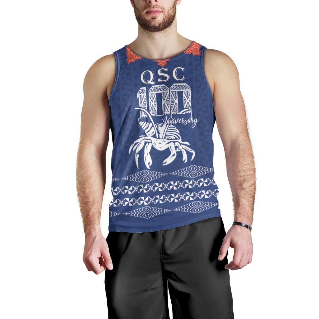 Queen Salote College 100 Years Anniversary Personalized Men Tank Top Tonga QSC Royal Blue LT7 - Polynesian Pride