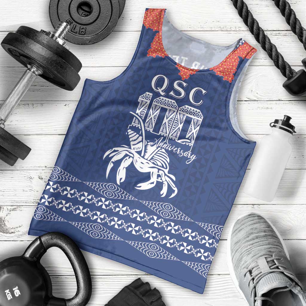 Queen Salote College 100 Years Anniversary Personalized Men Tank Top Tonga QSC Royal Blue LT7 - Polynesian Pride