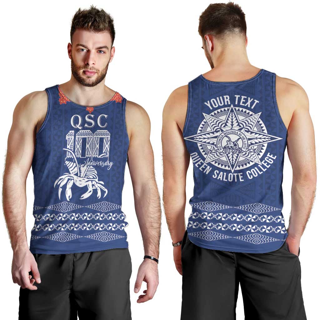 Queen Salote College 100 Years Anniversary Personalized Men Tank Top Tonga QSC Royal Blue LT7 - Polynesian Pride