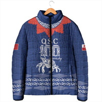 Queen Salote College 100 Years Anniversary Personalized Padded Jacket Tonga QSC Royal Blue - Polynesian Pride