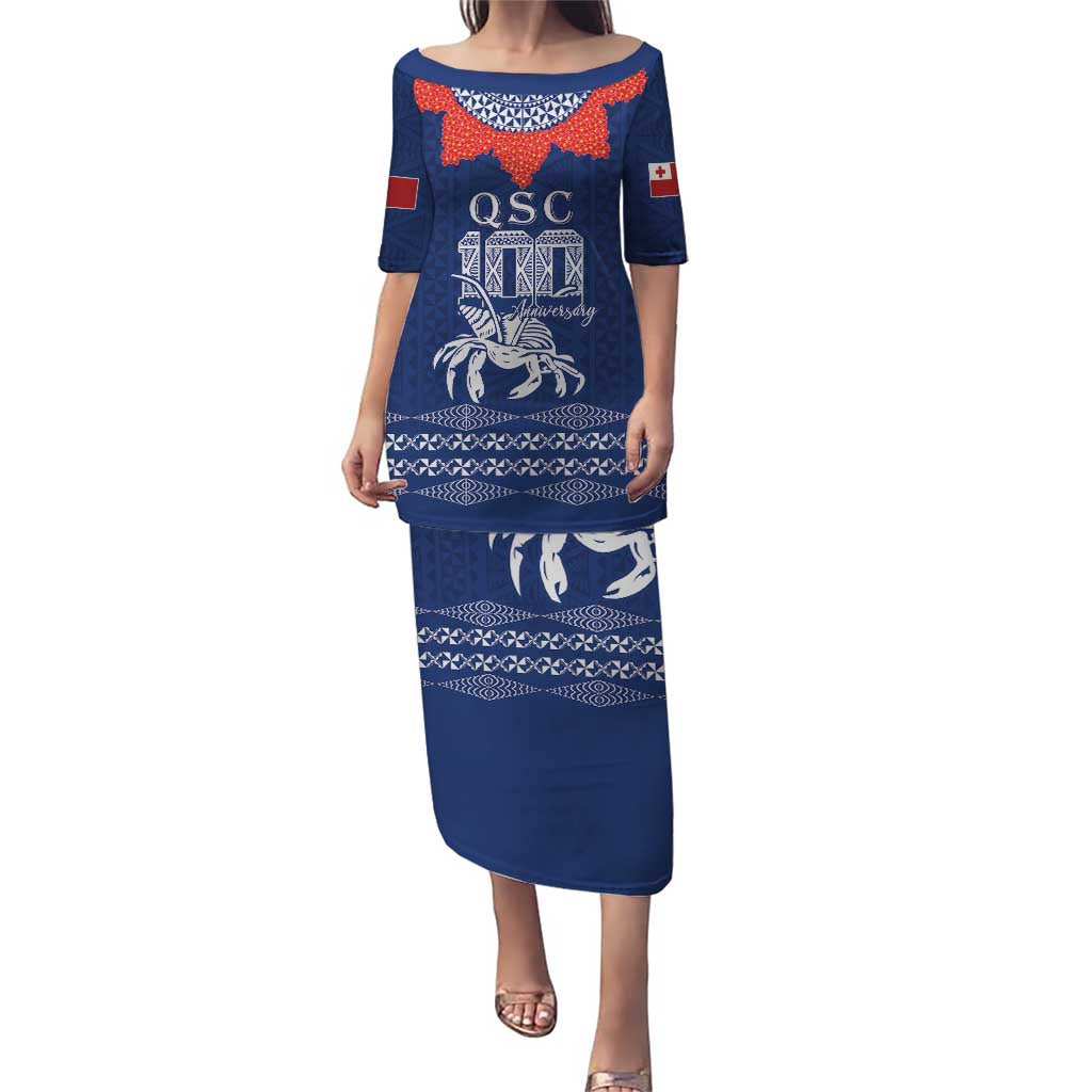 Queen Salote College 100 Years Anniversary Personalized Puletasi Tonga QSC Royal Blue - Polynesian Pride