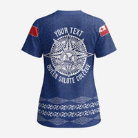 Queen Salote College 100 Years Anniversary Personalized Scrub Top Tonga QSC Royal Blue - Polynesian Pride