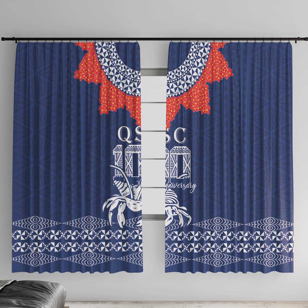 Queen Salote College 100 Years Anniversary Window Curtain Tonga QSC Royal Blue - Polynesian Pride