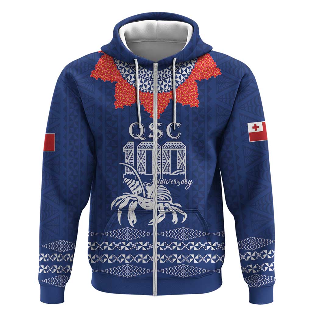 Queen Salote College 100 Years Anniversary Personalized Zip Hoodie Tonga QSC Royal Blue LT7 Zip Hoodie Royal Blue - Polynesian Pride