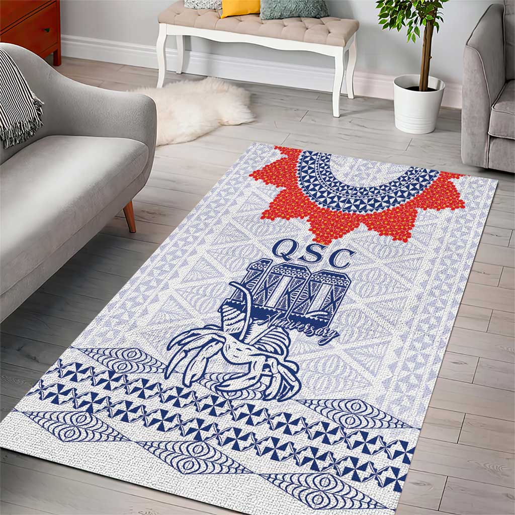Queen Salote College 100 Years Anniversary Area Rug Tonga QSC White - Polynesian Pride