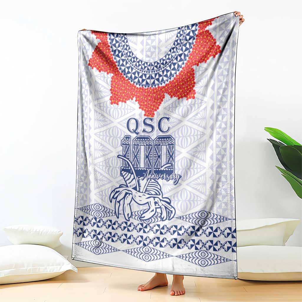 Queen Salote College 100 Years Anniversary Blanket Tonga QSC White - Polynesian Pride