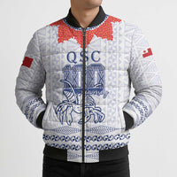 Queen Salote College 100 Years Anniversary Personalized Bomber Puffer Jacket Tonga QSC White - Polynesian Pride