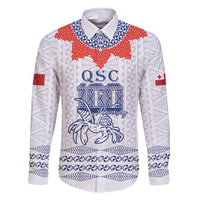 Queen Salote College 100 Years Anniversary Personalized Family Matching Long Sleeve Bodycon Dress and Hawaiian Shirt Tonga QSC White - Polynesian Pride