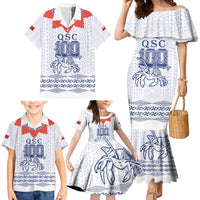 Queen Salote College 100 Years Anniversary Personalized Family Matching Mermaid Dress and Hawaiian Shirt Tonga QSC White - Polynesian Pride