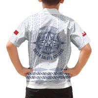 Queen Salote College 100 Years Anniversary Personalized Family Matching Puletasi and Hawaiian Shirt Tonga QSC White - Polynesian Pride